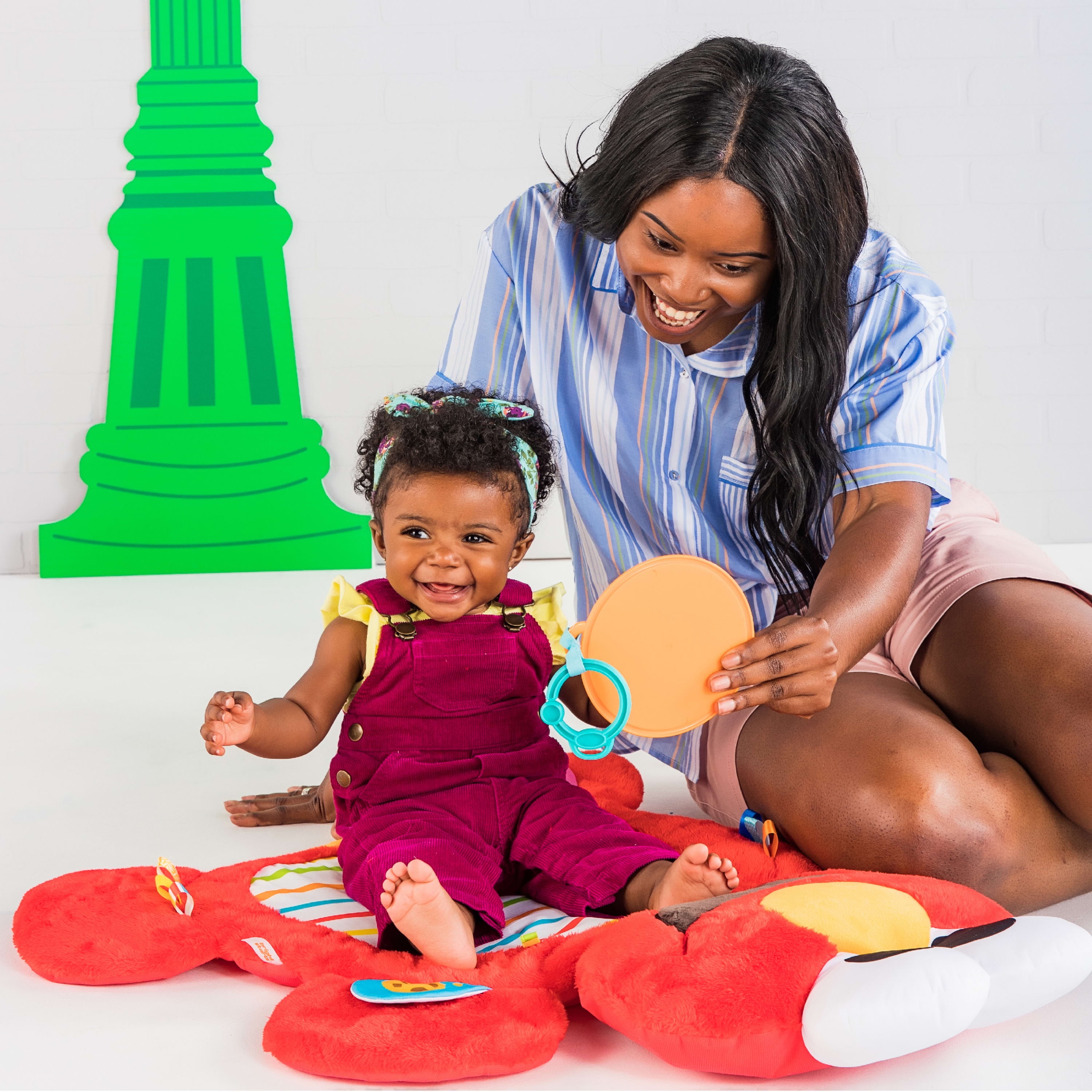 Bright Starts Sesame Street Tummy Time Prop & Play Activity Mat - Elmo, Ages 0-12 months