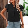 thumbnail image 3 of Mittory Women Summer V Neck Ruffle Short Sleeve Blouse Polka Dots Flowy Shirt Tunic Top, 3 of 6
