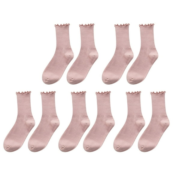 ZHENHONG Stockings for Women 5pc Women's Socks Ruffle Cuff Casual Socks Cute And Comfortable Knitted Ruffled Socks For All Seasons