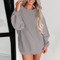 thumbnail image 7 of Sweatshirt for Women Women's Fashion Round Neck Solid Color Long Sleeve Sweatshirt Top, 7 of 7