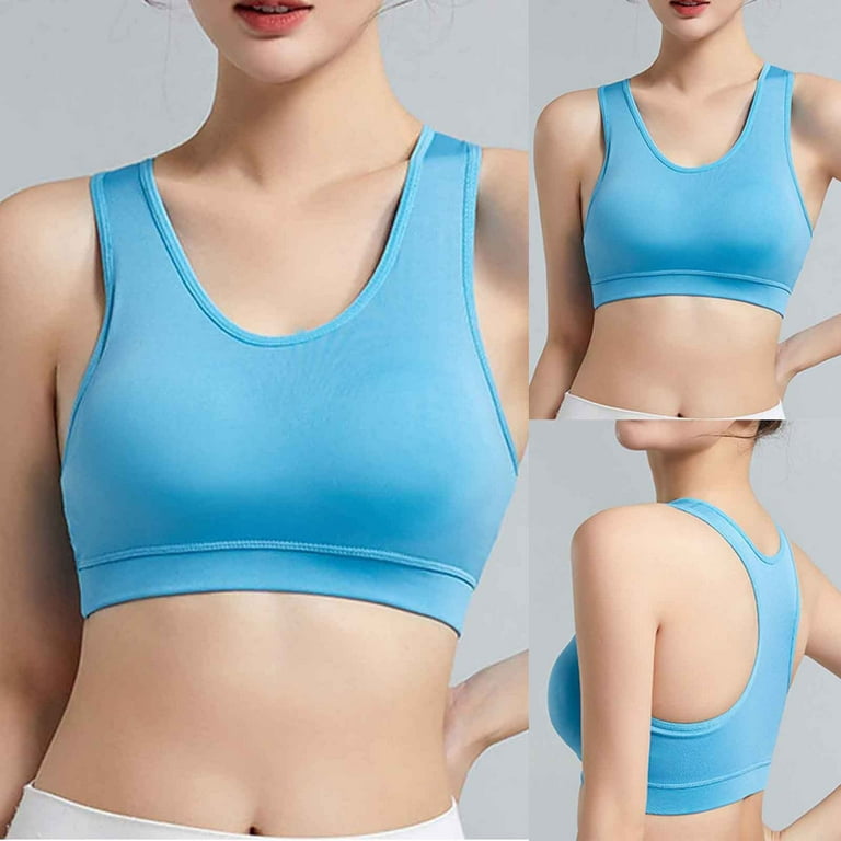 Jacenvly Sleep Bras for Women Clearance Solid Casual Fashion Womens  Bralettes Women'S Sports Underwear Yoga Wear Running Back Training  Shock-Proof Vest Breasted Bra Sky Blue 