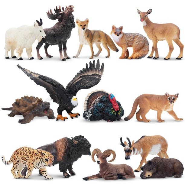 Figuras de animales Toymany Mini North American Forest, 14 unidades