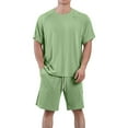 thumbnail image 3 of VBTAPA Mens Shorts Sets 2 Piece Casual Summer Outfits Oversized Ripped Raglan T-shirt with Drawstring Waist Shorts Lounge Track Suit Set with Pockets Army Green XXXL, 3 of 8