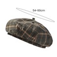 thumbnail image 6 of Naierhg Women Winter Beret Plaid Print Contrast Color Elastic Adjustable Soft Warm Decorative Dome Lady Cap Painter Hat for Winter Green, 6 of 8