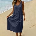 thumbnail image 5 of Tqcoqu Midi Dresses for Women,Sleeveless Crewneck Front Button down Summer Dress with Pockets,Casual Beach Vacation Sundresses 2026,Navy Women's S-XXL, 5 of 8