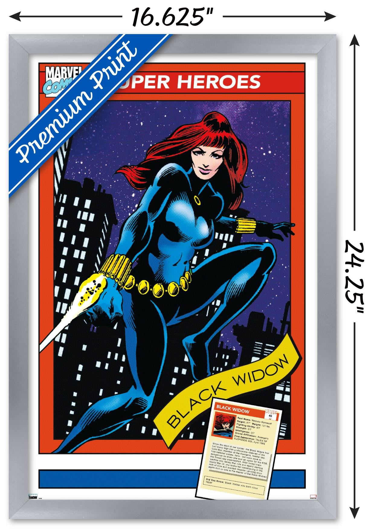 Marvel Trading Cards - Black Widow Wall Poster, 14.725" x 22.375" Framed