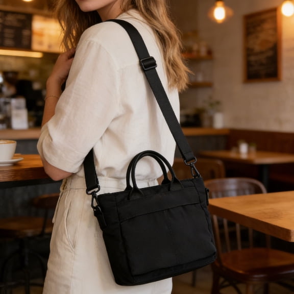 Women's Canvas Crossbody Bag Mini Shoulder Handbag with Adjustable Strap for Daily Use, Lightweight Purse for Shopping, Commuting, Versatile Casual Style, Durable and Breathable Fabric, Fits Phone