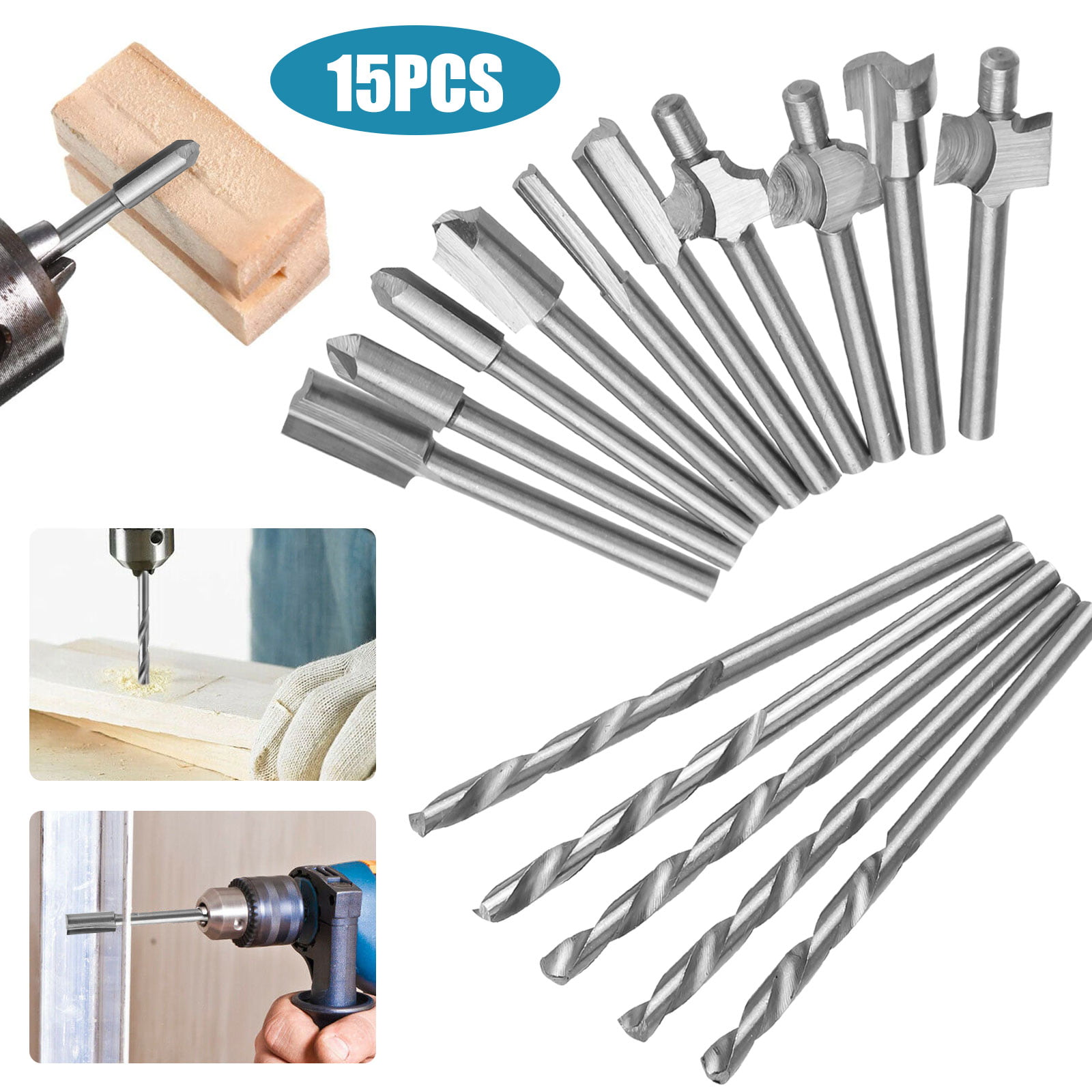 10 Pcs HSS Router Grinding Bit Burr Engraving Wood Plastic Carving Rotary  Tool