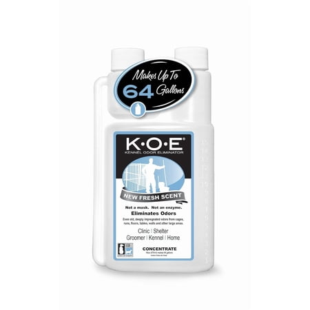 K.O.E Kennel Odor Eliminator Concentrate – For Cages, Runs & More – For Home & Kennel w/Safe, Non-Enzymatic Formula (Fresh Scent, 16 oz)