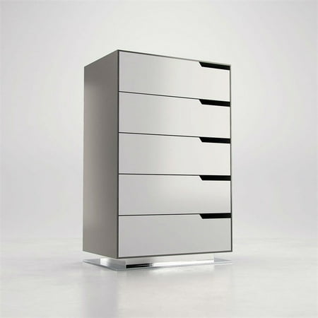 Modloft Park Tallboy 5 Drawer Chest In Steeple Gray On White Matte