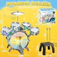 thumbnail image 3 of Caunedy Upgraded Toddler Light Jazz Drum Set, Musical Kid Drum Set with Stool, Pedal & Drumsticks, Birthday Gifts for 3-8 Boys Girls, 3 of 8