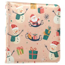 FORMRS 3 Ring Photo Album 4"x6" Self Adhesive Large Capacity PU Leather Cover, Beige Christmas Snowman