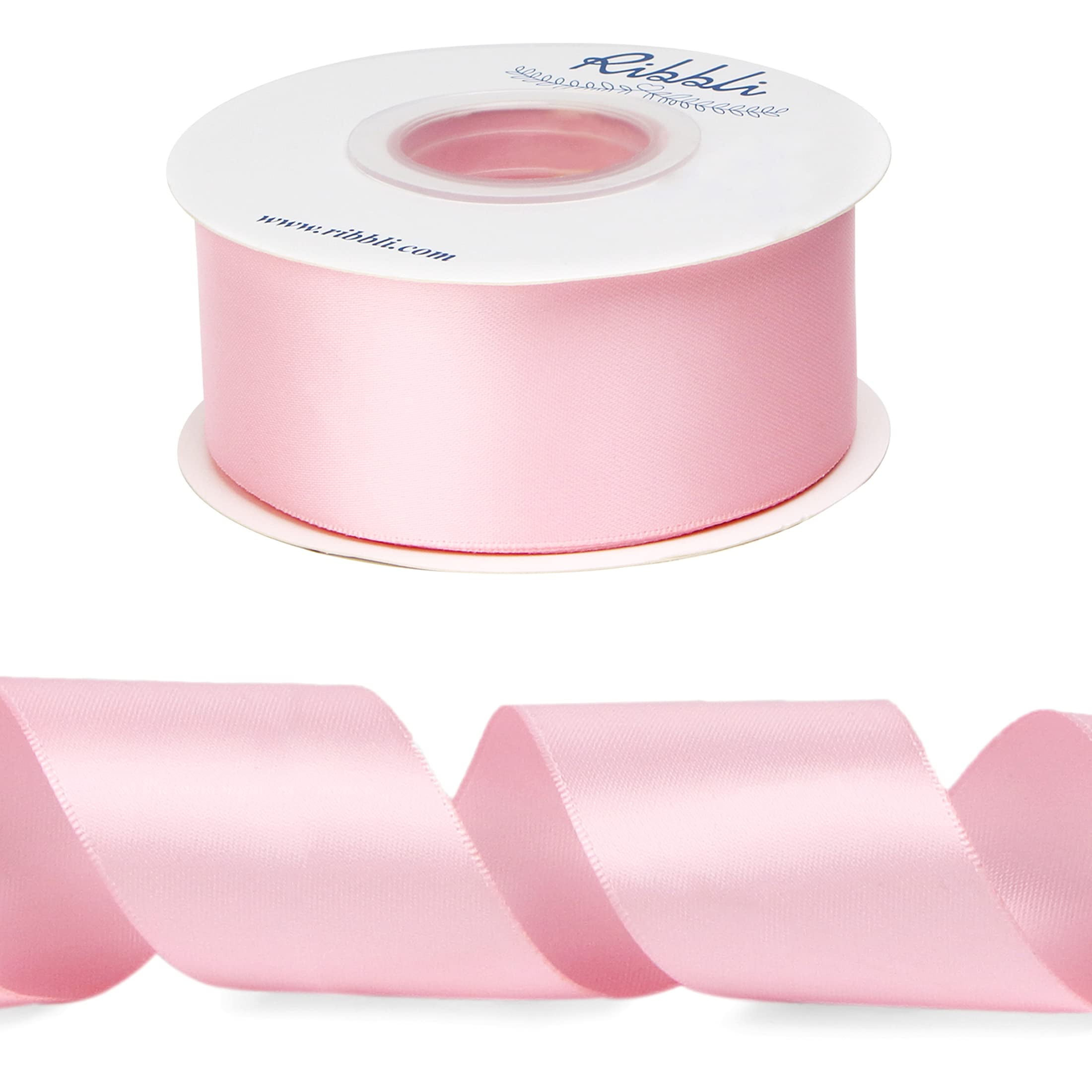 Ribbli Satin Ribbon - 1 Inch Wide, 4 Rolls (40 Yards Total), White/Light Pink/Hot Pink For Crafts & Gifts