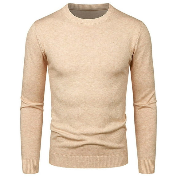 Men Crew Neck Sweater Casual Ribbed Knit Long Sleeve Fisherman Pullover Sweater Winter Lightweight Slim Fit Business Work Basic Knitwear