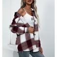 thumbnail image 1 of Chaqueta a cuadros,Chaqueta a cuadros para mujer, abrigo con cuello vuelto de otoño, prendas de vestir exteriores de manga larga, durabilidad extendida, 1 of 7