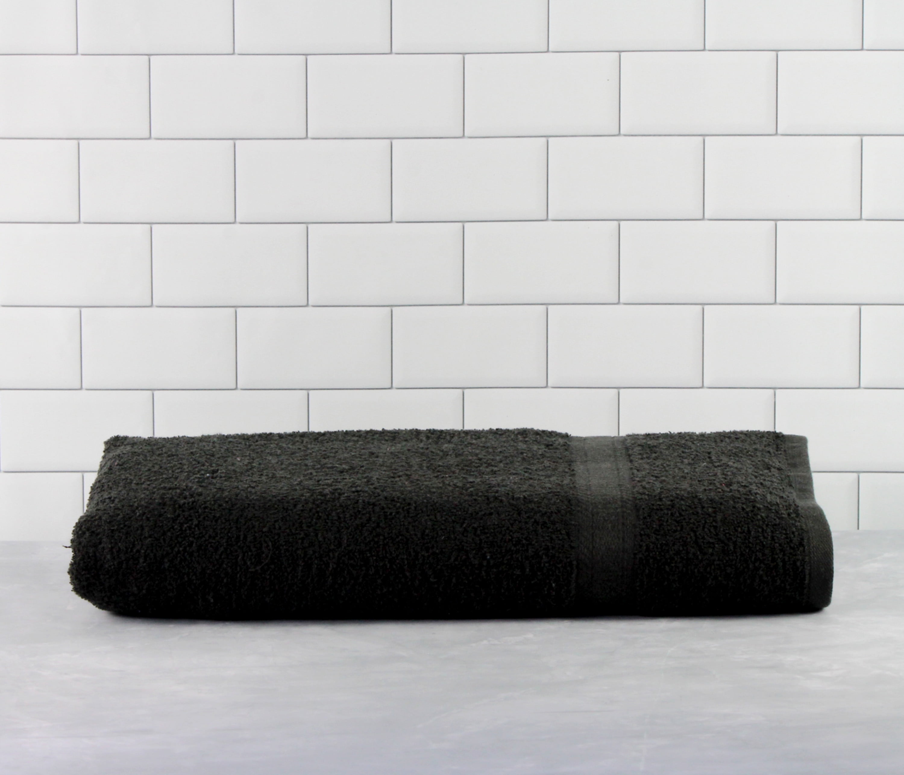 Mainstays Basic Bath Collection Single Bath Sheet, Solid Rich Black