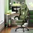 thumbnail image 3 of SOONTRANS Velvet Fabric Gaming Chair with Footrest, High Back Ergonomic Gamer Chair for Adult, Comfortable Video Game Chair with Massage Lumbar Cushion, Reclining Office Computer Desk Chair,Green, 3 of 10