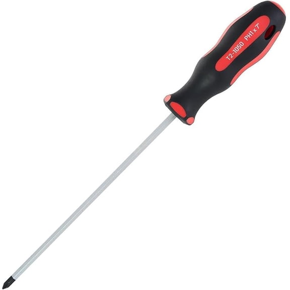 Phillips Extended Length Screwdriver #1, Soft Grip Ergonomic Handle, 7 in Shank, 10-13/16 in Overall
