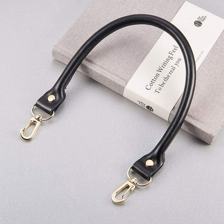 Black Leather Purse Handle 2pcs 15.7 Bag Replacement Strap Rounded Handbag  Shoulder Bag Strap with 0.6 Golden Swivel Buckles for DIY Clutch Tote  Making Repiaring 