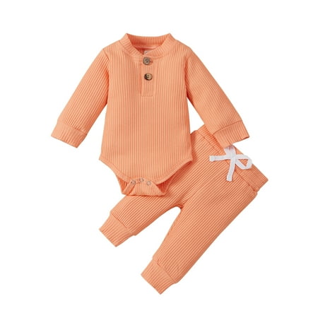 

Dewadbow Baby Clothes Set O-neck Jumpsuit Elastic Waist Trousers
