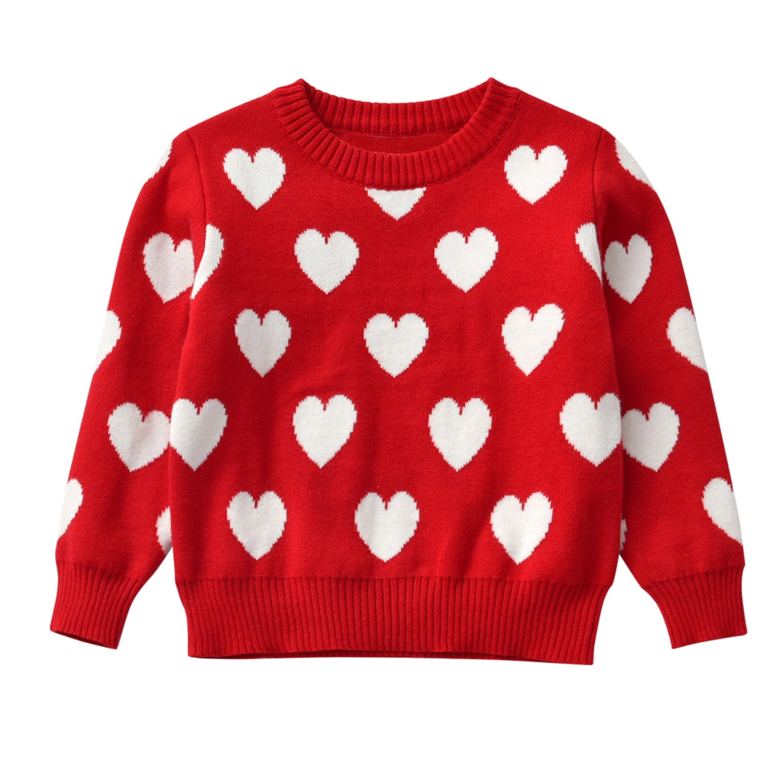 jovati Heart Sweater Girls Infant Baby Kids Girls Boys Valentin Love Heart Print Knit Pullover Sweater Tops Walmart