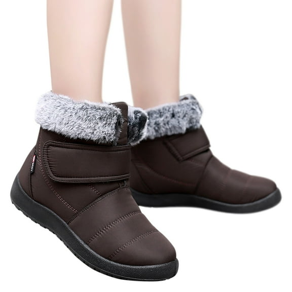 Juosiy Womens Snow Boots Furry Lined Warm Slip On Ankle Booties Outdoor Water-proof Non Slip Work Shoes
