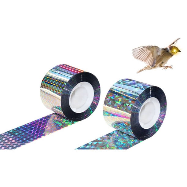 Paquete de 2 Tiras Repelentes de Aves Tira Holográfica para Aves Cinta Antipájaros 80 m x 2,4 cm Tira Repelente de Aves de Doble Cara para Oi