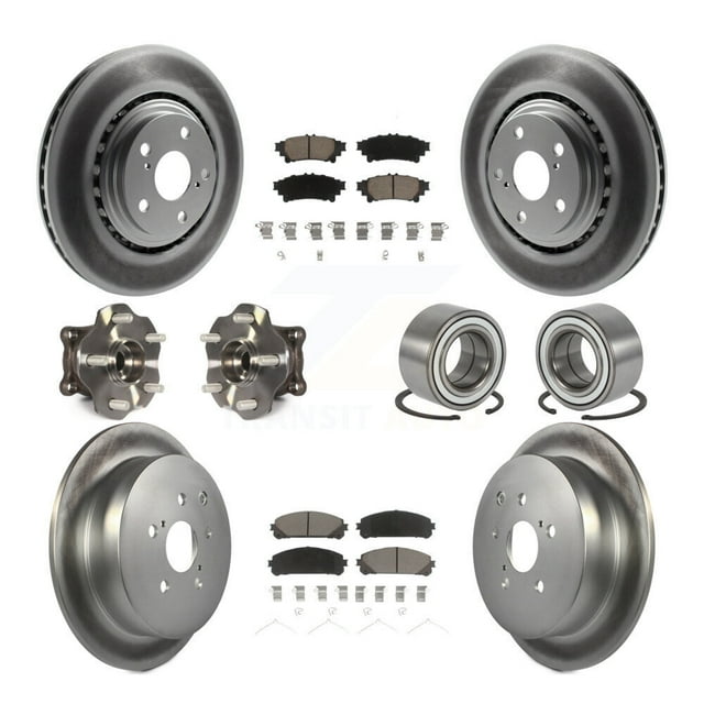 Transit Auto Roulements de Moyeu de Roue avant Arrière avec Rotors de Frein à Disque Enduits et Kit de Tampons en Céramique (10 Pcs) pour Voiture Toyota Highlander Lexus RX350 RX450h - Côté Gauche Droit (Conducteur Passager) KBB-118067