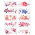 thumbnail image 4 of Tatuajes temporales flores impermeables pegatinas de tatuaje falso corporal de larga duración para mujeres conjunto, 4 of 14