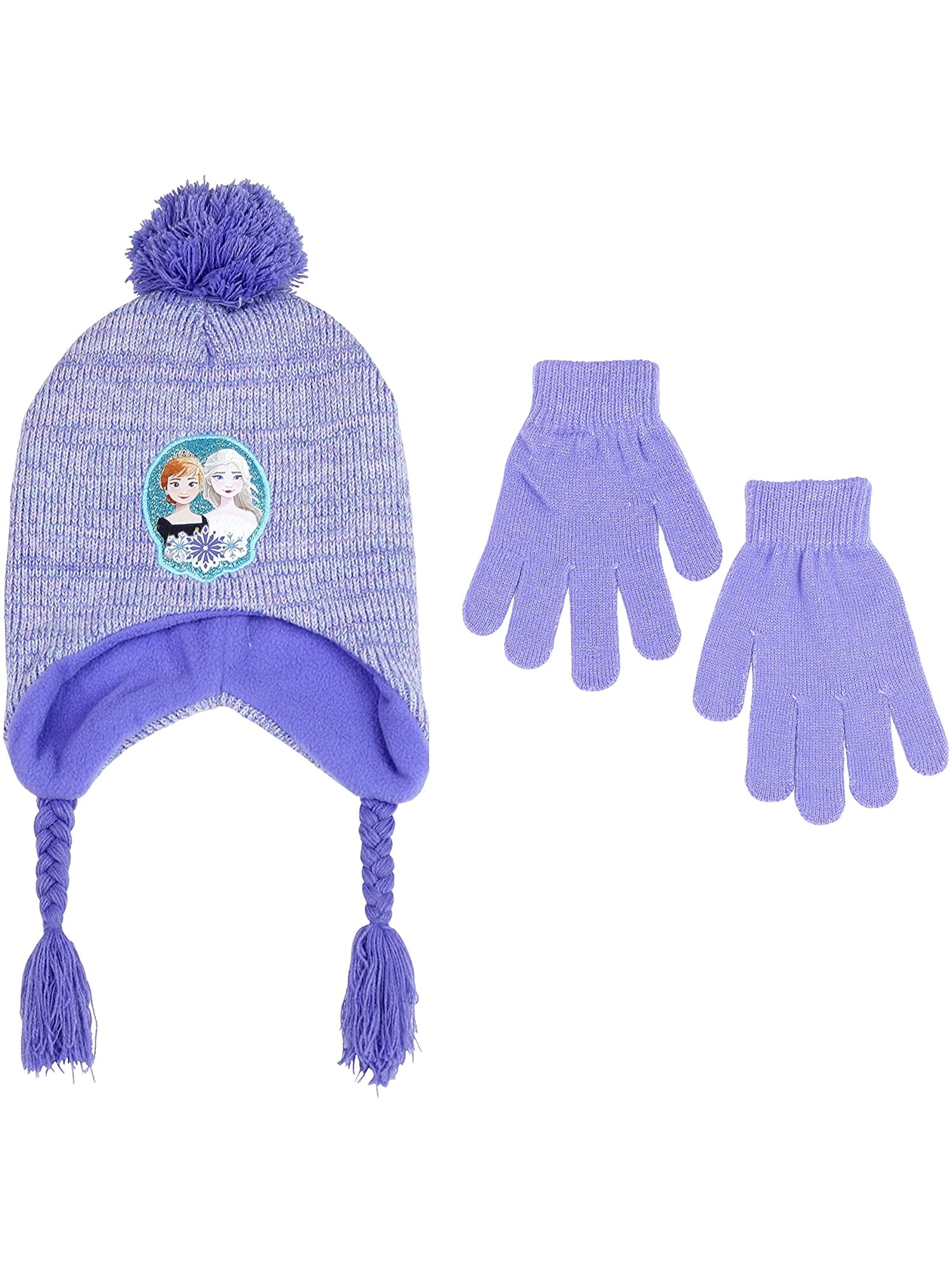 Destiny Awaits Disney Frozen 2 Elsa Anna Winter Hat Skull Cap Beanie with Gloves Pom Kids Girls 