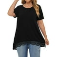 thumbnail image 3 of WellSize Women Plus Size Tops Casual Lace Tunic Blouse Summer Crew Neck Short Sleeve Shirts, 3 of 8