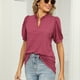 thumbnail image 1 of Camiseta de color puro, camiseta de cuello en V para mujer, camiseta de manga corta para mujer, camiseta de cuello en V para mujer, calidad inigualable, 1 of 6