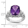 thumbnail image 4 of Sterling Silver Rhodium-plated Checker-Cut Amethyst & Diamond Ring QR3061AM, 4 of 5
