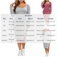 thumbnail image 3 of Idoravan Women Plus Size Bodycon Long Sleeves Solid Color Round Neck Side Slit Dress Women Fall Winter Dress Knitted Pullover Dresses, 3 of 6