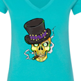 thumbnail image 4 of Inktastic Mardi Gras Skull with Cigar Women's V-Neck T-Shirt, 4 of 5