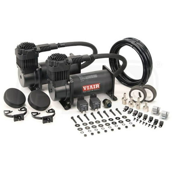 VIAIR Dual 400C 12 Volt 150 PSI Chrome Air Accessories Compressor Kit Value Pack