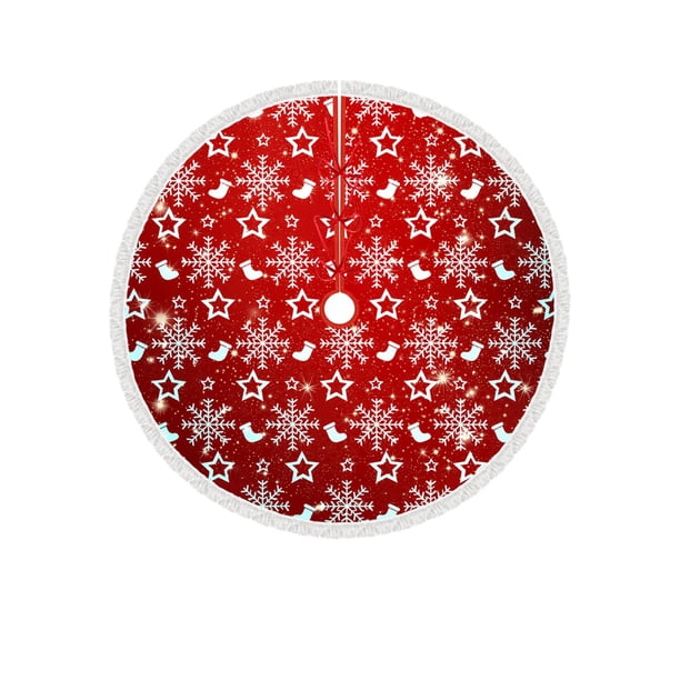 Falda de Árbol de Navidad Falda de Árbol de Navidad de 35 Pulgadas para Decorar la Parte Inferior de un Árbol de Navidad, Usada para Decorar Fiestas de Navidad con Copos de Nieve