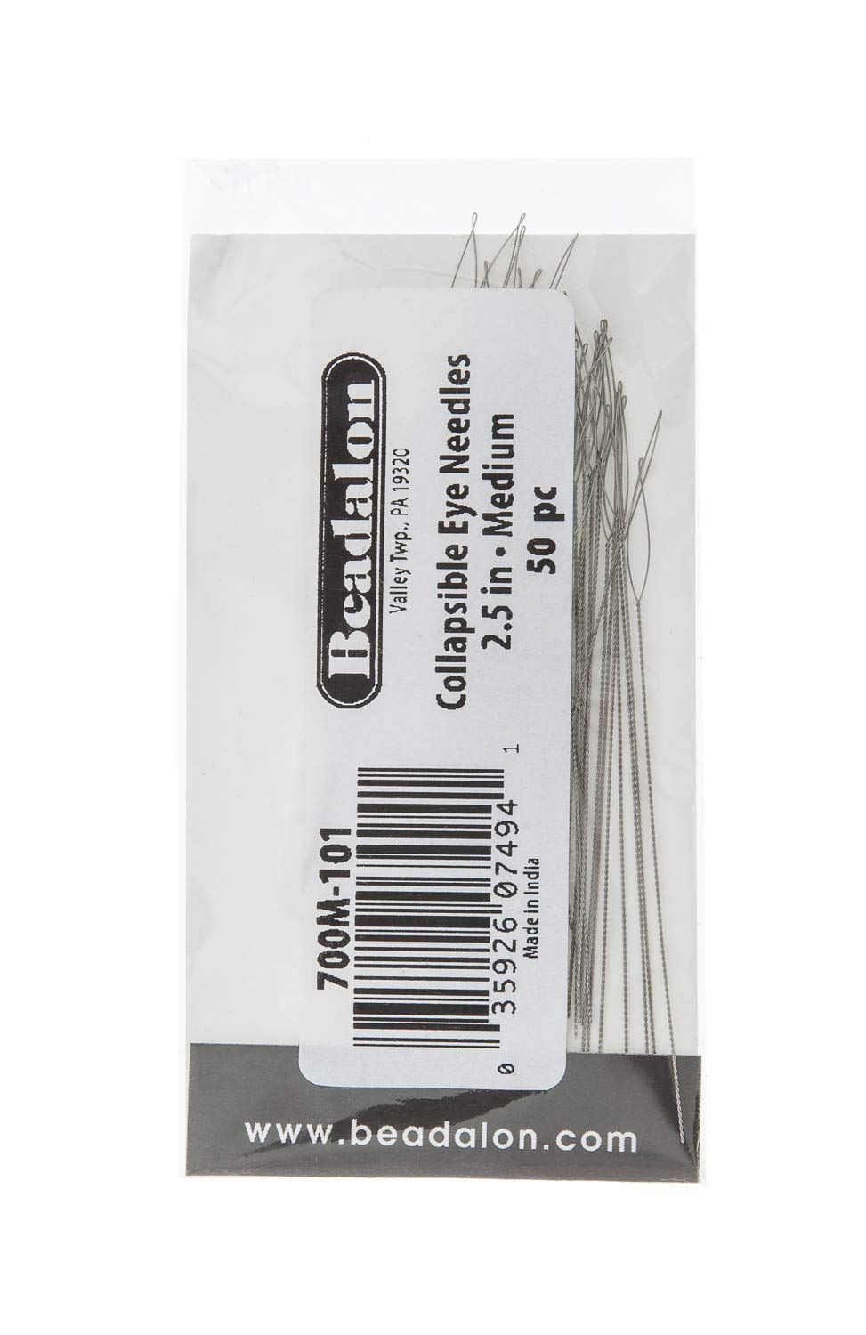 The Beadsmith Collapsible Eye Needles, 2.5 in (6.4 cm) Med 50pc