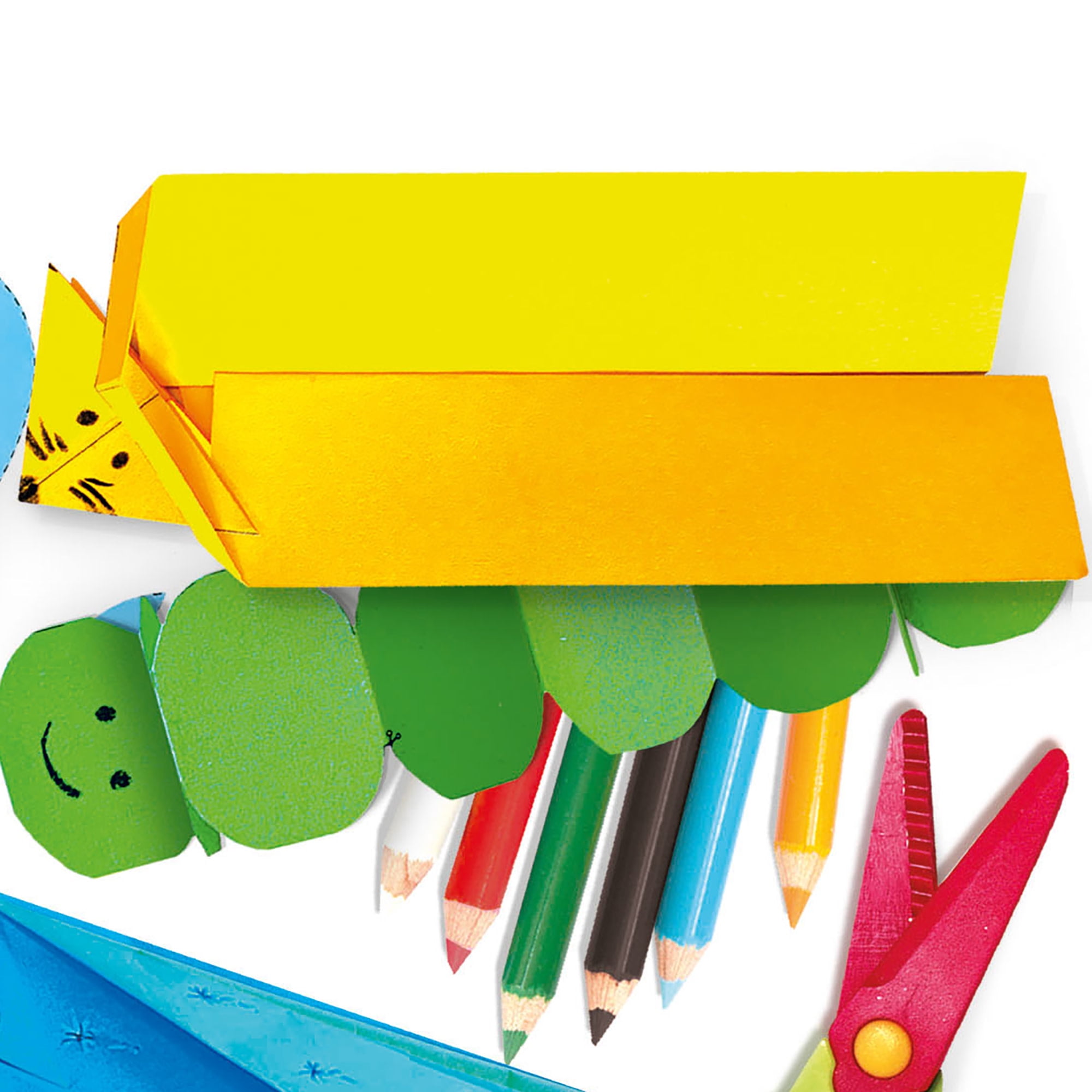 Headu: Glue-Free Creations - DIY Craft Kit, Transform Paper Into Artwork Creations, Cut-Fold-Insert, 6 Color Pencils, 8 Craft-Art Activities, Kids 5+