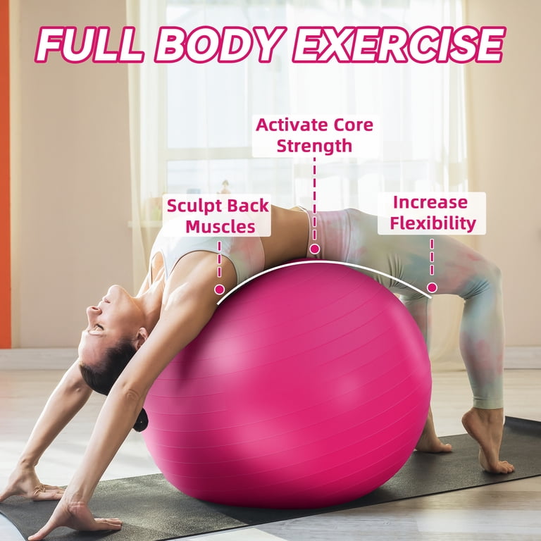 FlexWave 85cm Anti-Burst Yoga Ball with Textured Stripes, Exercise