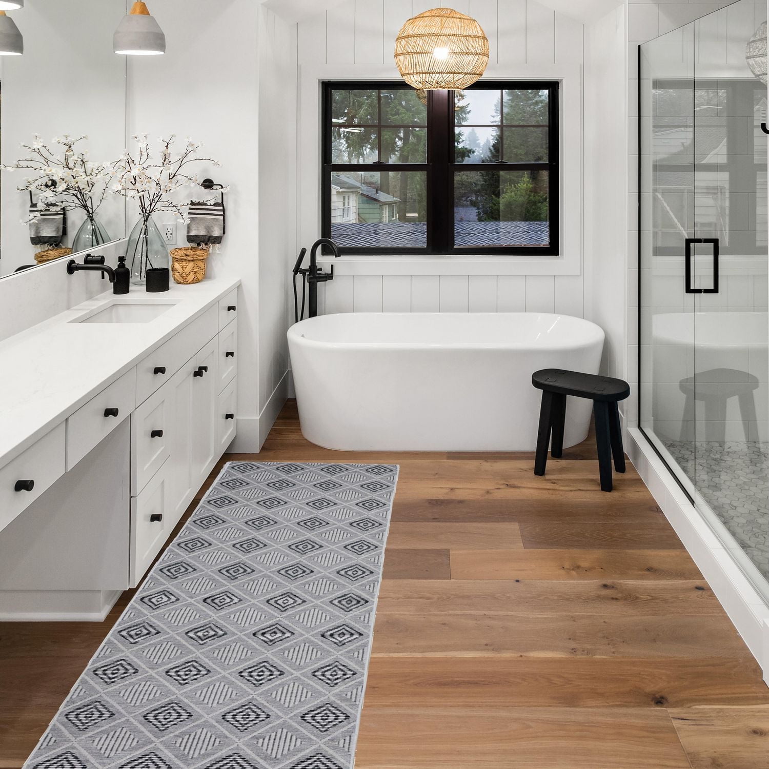 Tapis de couloir Mirage Marko crème et gris 2 pi x 10 pi