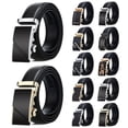 thumbnail image 2 of Waist Belt Solid Color Faux Leather Durable Automatic Buckle Men Belt for Daily Wear, 2 of 10