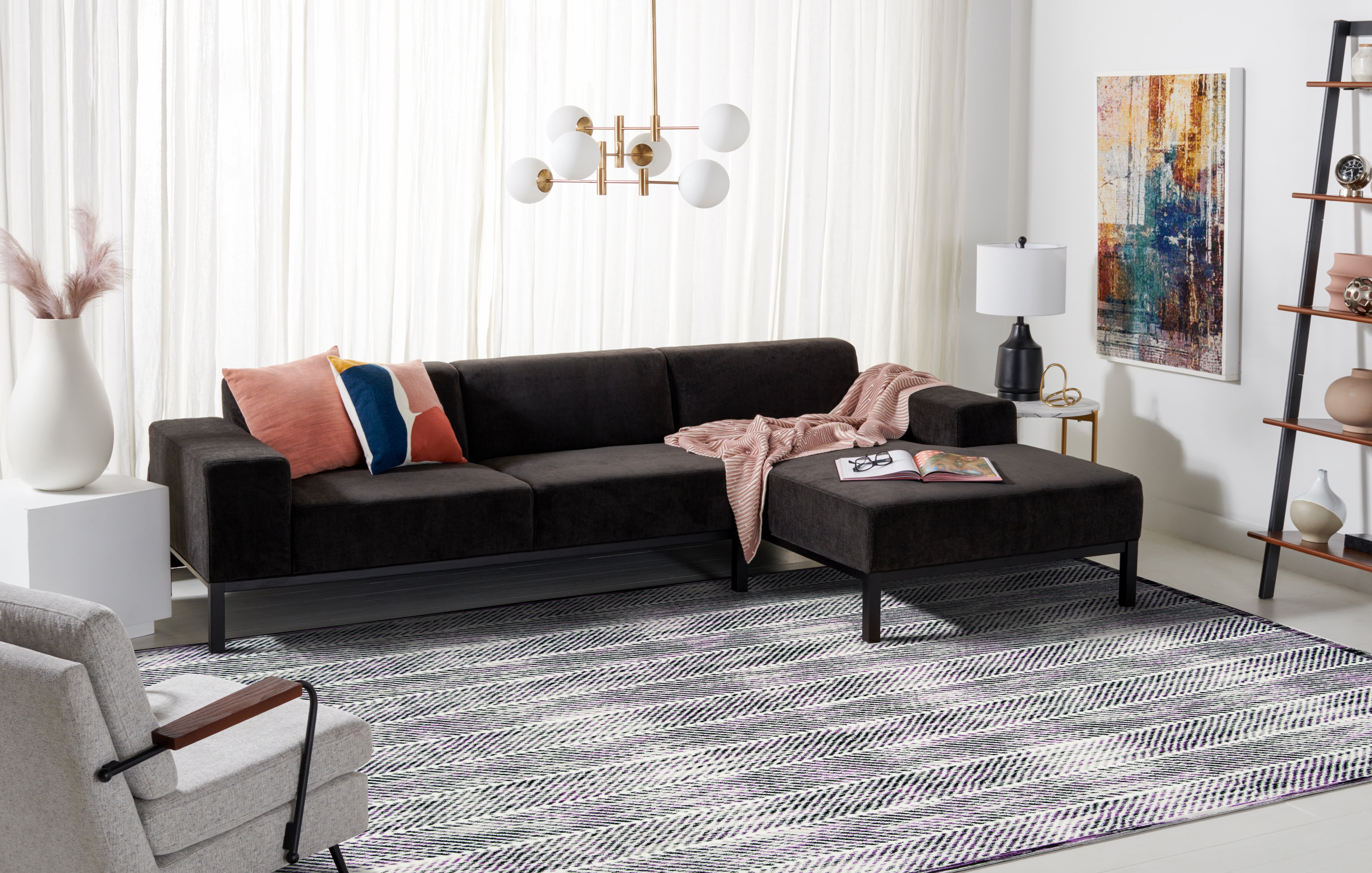 SAFAVIEH Skyler Catriona Striped Area Rug, Grey/Purple, 9' x 12'