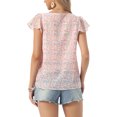 thumbnail image 3 of INSPIRE CHIC Style Women's Floral Blouse Summer Casual Square Neck Chiffon Short Sleeve Ruffle Shirts XL Pale Pink, 3 of 6