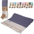thumbnail image 2 of Nova Luxury Linen Quick Dry Turkish Beach Towels 100% Organic Cotton,37 x 71 Inches, Navy Blue, 2 of 7
