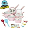 Tasty Ceramic TitaniumReinforced Cookware Set, Pink, 16 Piece
