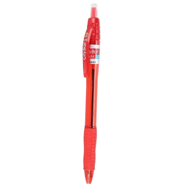 Ballpoint Pen Pressed Type Flexible Oily Ball?Point with Pen Clip Office Stationery 1.0mmRed