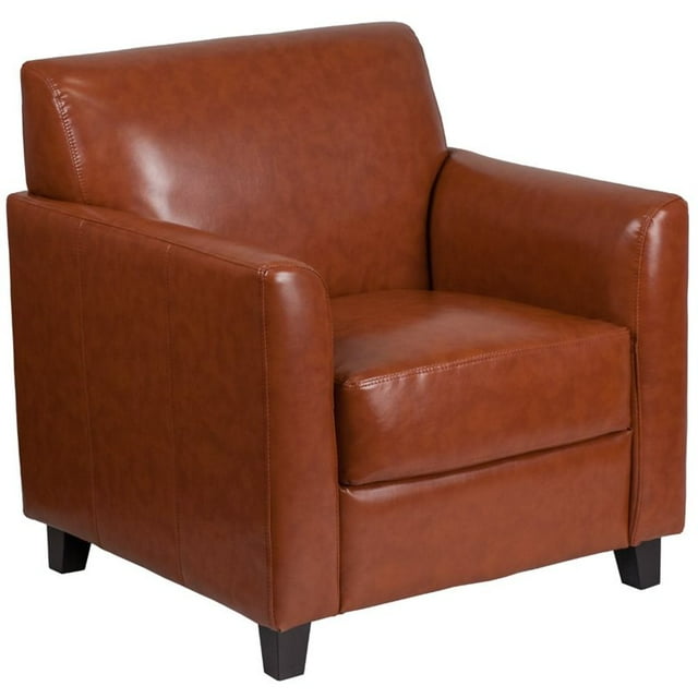 Bowery Hill Faux Leather Reception Chair in Cognac