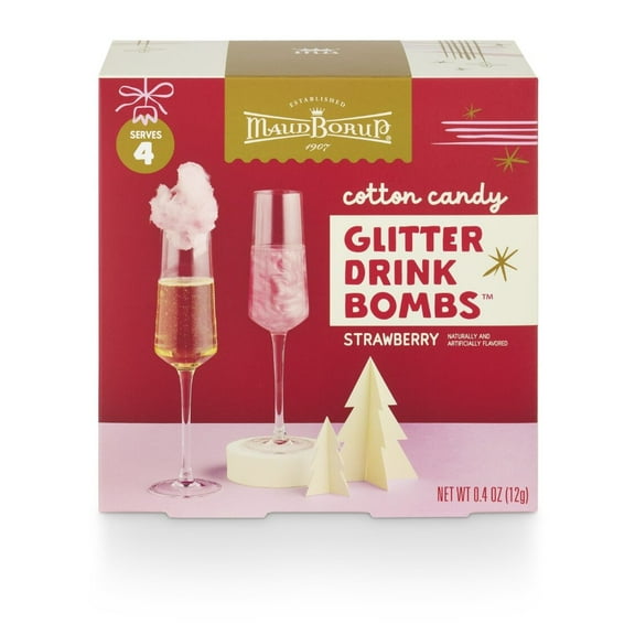 Maud Borup Deluxe Cotton Candy Glitter Drink Bombs, 4 count