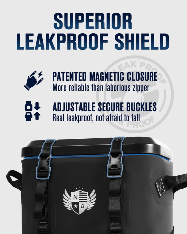 Novoto Magnetic Backpack Cooler 30Can, Zipperless Design, Insulated Soft Sided Cooler Bag for Men & Women, Portable Lunch Bag for Tailgating, Beach, Picnic, Kayak (Anchor)